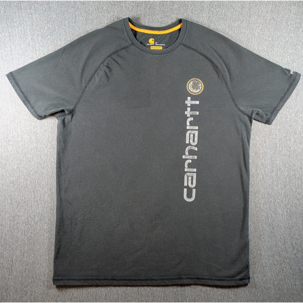 Carhartt Force Relaxed Fit Black Graphic Logo Raglan Crewneck Shirt Sz M Utility